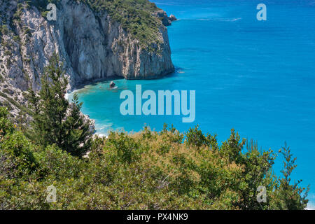 Paesaggio di Milos Beach, Lefkada, Isole Ionie, Grecia Foto Stock