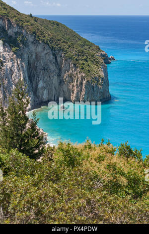 Paesaggio di Milos Beach, Lefkada, Isole Ionie, Grecia Foto Stock