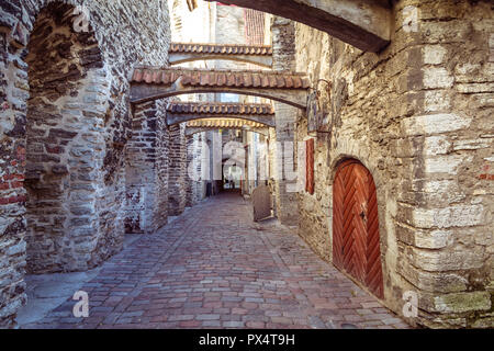 Passaggio di Santa Caterina n la città vecchia di Tallinn, Estonia Foto Stock