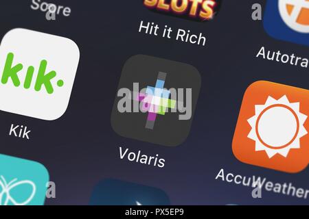 London, Regno Unito - 19 Ottobre 2018: screenshot di Volaris's mobile app Volaris. Foto Stock