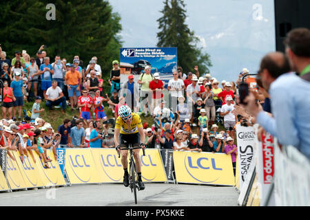 Criterio del Dauphine Libere corsa di ciclismo 2018. La linea di finitura. Saint Gervais Mont Blanc. La Francia. Foto Stock