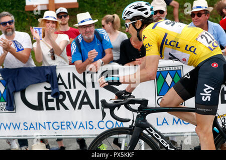 Criterio del Dauphine Libere corsa di ciclismo 2018. La linea di finitura. Saint Gervais Mont Blanc. La Francia. Foto Stock