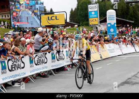 Criterio del Dauphine Libere corsa di ciclismo 2018. La linea di finitura. Saint Gervais Mont Blanc. La Francia. Foto Stock