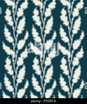 Art Deco alghe kelp illustrazione di pattern in stile retrò elegante ornamento senza giunture con alghe kelp forest due colori texture vettoriali Illustrazione Vettoriale