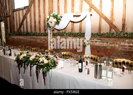 Decorazioni per matrimoni, tavolo in alto Foto Stock