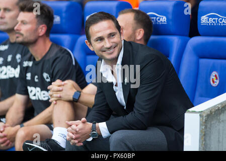 Derby County Manager Frank Lampard durante il cielo di scommessa match del campionato tra lettura e Derby County al Madejski Stadium, Reading, in Inghilterra su Foto Stock
