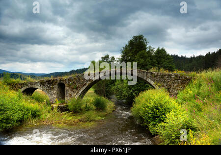 Il vecchio ponte romano nel Rodopi mountain situato in Bulgaria Foto Stock