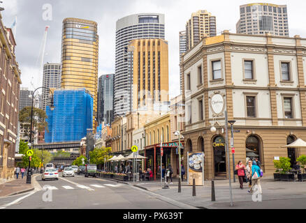 Sydney CBD Central Business District da George Street The Rocks Sydney NSW Australia. Foto Stock