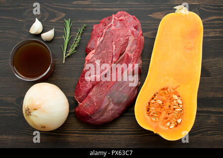 Carni bovine e zucca stufato ingredienti Foto Stock