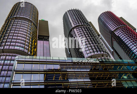 Architettura moderna Barangaroo torri commerciali Sydney NSW Australia. Foto Stock