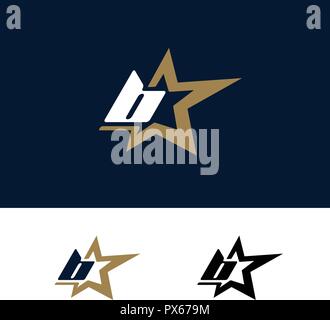Lettera B logo modello con Star elemento di design. Illustrazione Vettoriale. Branding corporate identity Illustrazione Vettoriale