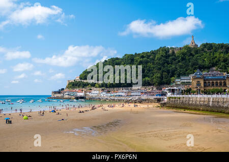 La Concha Bay, San Sebastian, Donostia, Paesi Baschi, Spagna, Europa Foto Stock