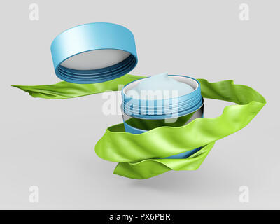 Realistico jar cosmetici su uno sfondo bianco. Confezione per cosmetici raccolta per la crema 3d'illustrazione. Foto Stock