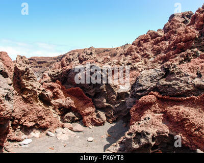 Lanzarote, Spagna - 5 Giugno 2017: El Golfo spiaggia, sulla costa sud-ovest di Lanzarote. Foto Stock