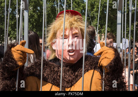 Proteste come Donald Trump visite nel Regno Unito a Londra il 13 luglio 2018. Foto di Andy Rowland. Foto Stock