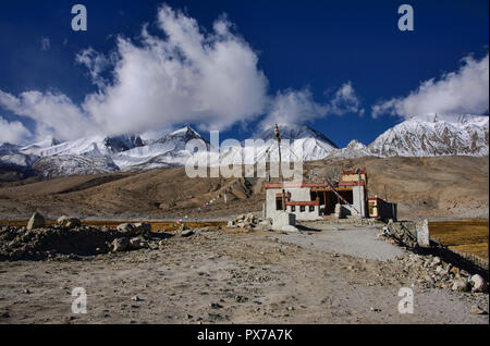 Villaggio Meerak nel colore di autunno, Pangong Lake, Ladakh, India Foto Stock