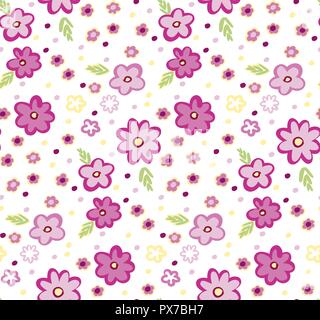 Estate piccoli fiori seamless pattern. Illustrazione Botanici disegnati a mano. Vettore design floreale per stampe di moda, scrapbook, la carta di avvolgimento. Illustrazione Vettoriale