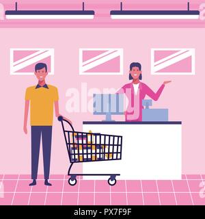 La gente sul supermercato Illustrazione Vettoriale