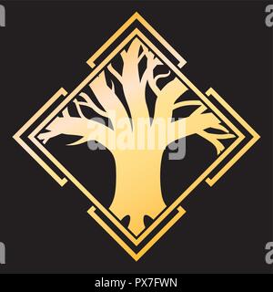 Golden Tree Logo gioiello di simbolo Illustrazione Vettoriale