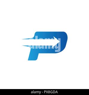 La lettera P con la freccia il logo del modello di progettazione Illustrazione Vettoriale