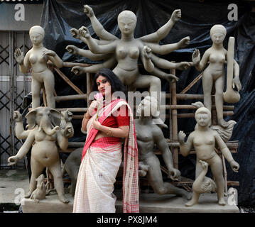 Ma Durga's idoli Durga Puja Foto Stock