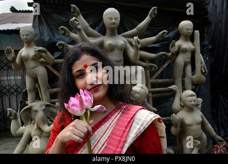 Ma Durga's idoli Durga Puja Foto Stock