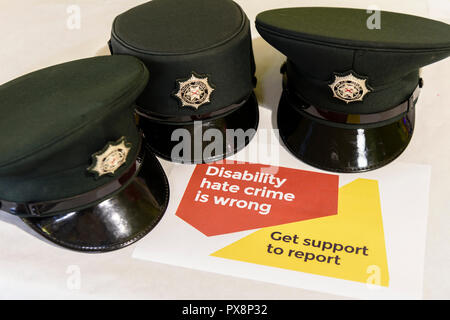 Lurgan, Irlanda del Nord. 19/10/2018 - Leonard Cheshire Disability tenere una sessione di istruzione durante l'antimperialismo la settimana di consapevolezza. Foto Stock