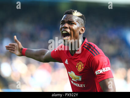 Londra, Inghilterra - 20 ottobre: 2018 Manchester United Pogba Paolo durante la Premier League tra Chelsea e Manchester United a Stadio Stamford Bridge , Londra, Inghilterra il 20 Ott 2018. Azione di Credito Foto Sport Credit: Azione Foto Sport/Alamy Live News Foto Stock