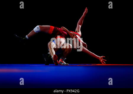 Buenos Aires, Argentina. Xiv oct, 2018. L'Ambiance shot Wrestling : Uomini 65kg Freestyle nel corso Buenos Aires 2018 Olimpiadi della Gioventù alla gioventù Olympic Park a Buenos Aires in Argentina . Credito: Naoki Nishimura AFLO/sport/Alamy Live News Foto Stock