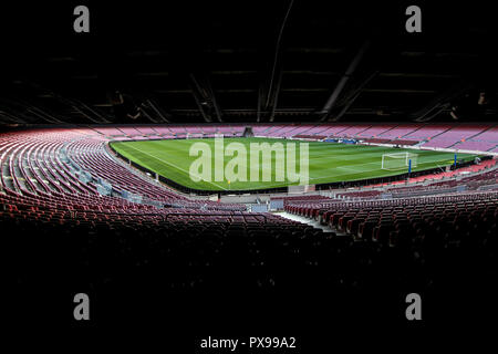 Camp Nou, Barcellona, Spagna. Xx oct, 2018. La Liga calcio, Barcelona versus Sevilla; Vuoto sta al Camp Nou stadium prima che il credito di inizio: Azione Plus sport/Alamy Live News Foto Stock