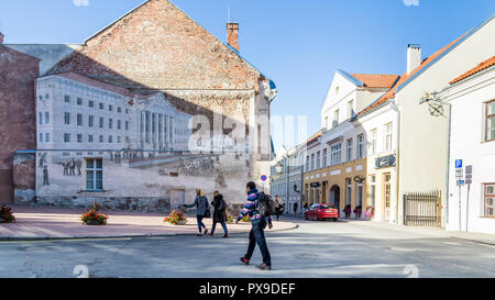 Streetart università di Tartu in Estonia Foto Stock