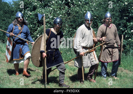 Viking razzia Party (Reenactor) Foto Stock