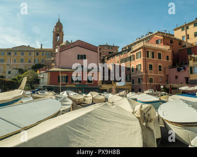 Nervi, un villaggio di pescatori che si trova nel quartiere di Genova, liguria, Italy Foto Stock