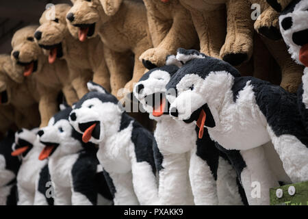 Giocattolo morbido cani nel negozio di close-up Foto Stock