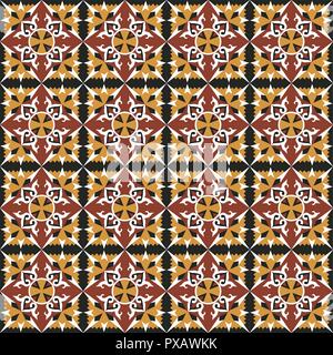 Rosso Giallo stile spagnolo pattern, usualmente utilizzati nelle piastrelle in Spagna, Portogallo e altri paesi del bacino del Mediterraneo Illustrazione Vettoriale