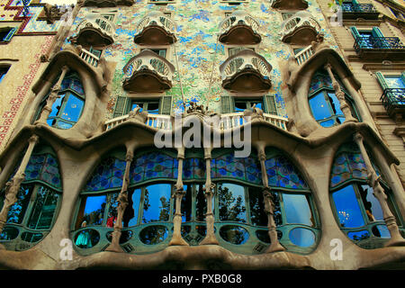 Casa Batlló - edificio Modernista progettato da Gaudì a Barcellona - Catalunya Foto Stock