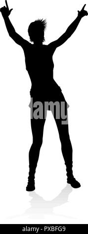 Cantante pop Country o Rock Star silhouette donna Illustrazione Vettoriale