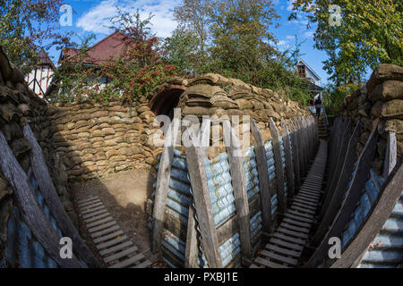 Trincee a Passchendaele Museum, Belgio Foto Stock