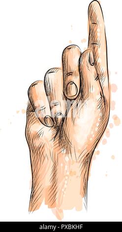 Mano con un dito verso l'alto Illustrazione Vettoriale