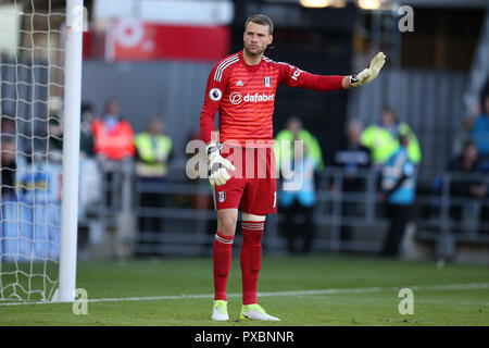 Cardiff, Regno Unito. Xx oct, 2018. Marcus Bettinelli, il Fulham portiere. Premier League, Cardiff City v Fulham al Cardiff City Stadium sabato 20 ottobre 2018. Questa immagine può essere utilizzata solo per scopi editoriali. Solo uso editoriale, è richiesta una licenza per uso commerciale. Nessun uso in scommesse, giochi o un singolo giocatore/club/league pubblicazioni. pic da Andrew Orchard/Andrew Orchard fotografia sportiva/Alamy Live news Credito: Andrew Orchard fotografia sportiva/Alamy Live News Foto Stock