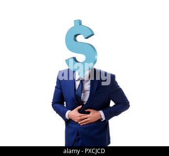 Imprenditore con il simbolo del dollaro al posto della testa Foto Stock