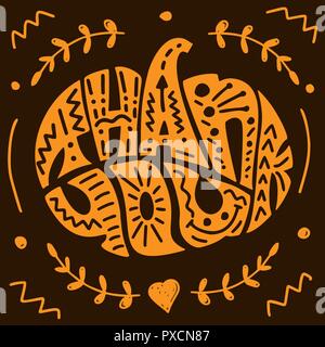 La Giornata del ringraziamento card con la ringrazio il testo Illustrazione Vettoriale