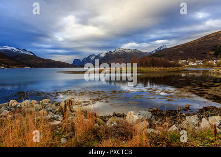 Paesaggio scenic immagini stock Circolo Polare Artico isola Kvaloya Troms nr Tromso Norvegia settentrionale Foto Stock