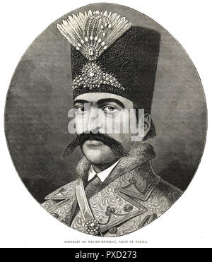 Naser al-Din Shah Qajar, scià di Persia Foto Stock