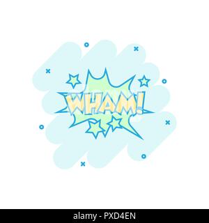 Vector cartoon wham comic effetti sonori icona in stile fumetto. Bolla di suono vocale illustrazione di segno pittogramma. Wham business effetto splash concept. Illustrazione Vettoriale