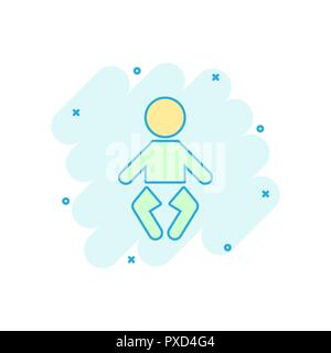 Vector cartoon baby icona in stile fumetto. Bambino segno illustrazione pittogramma. La gente di affari effetto splash concept. Illustrazione Vettoriale