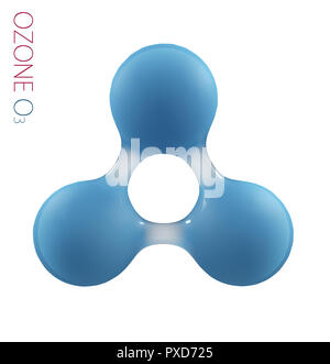O3 ozono 3d molecola isolata su bianco. Foto Stock