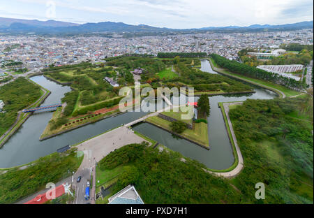 Goryokaku 5 stella vista dalla torre di Goryokaku hakodate Giappone nella stagione autunnale Foto Stock