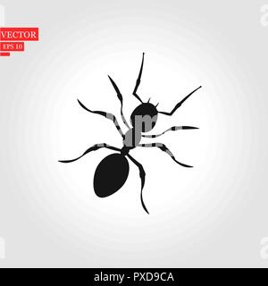 Ant vettore di silhouette. Insetto in bianco e nero del concetto. Illustrazione Vettoriale