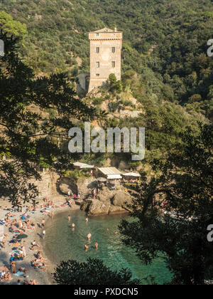 San Fruttuoso cove, regione Liguria, Italia. Foto Stock